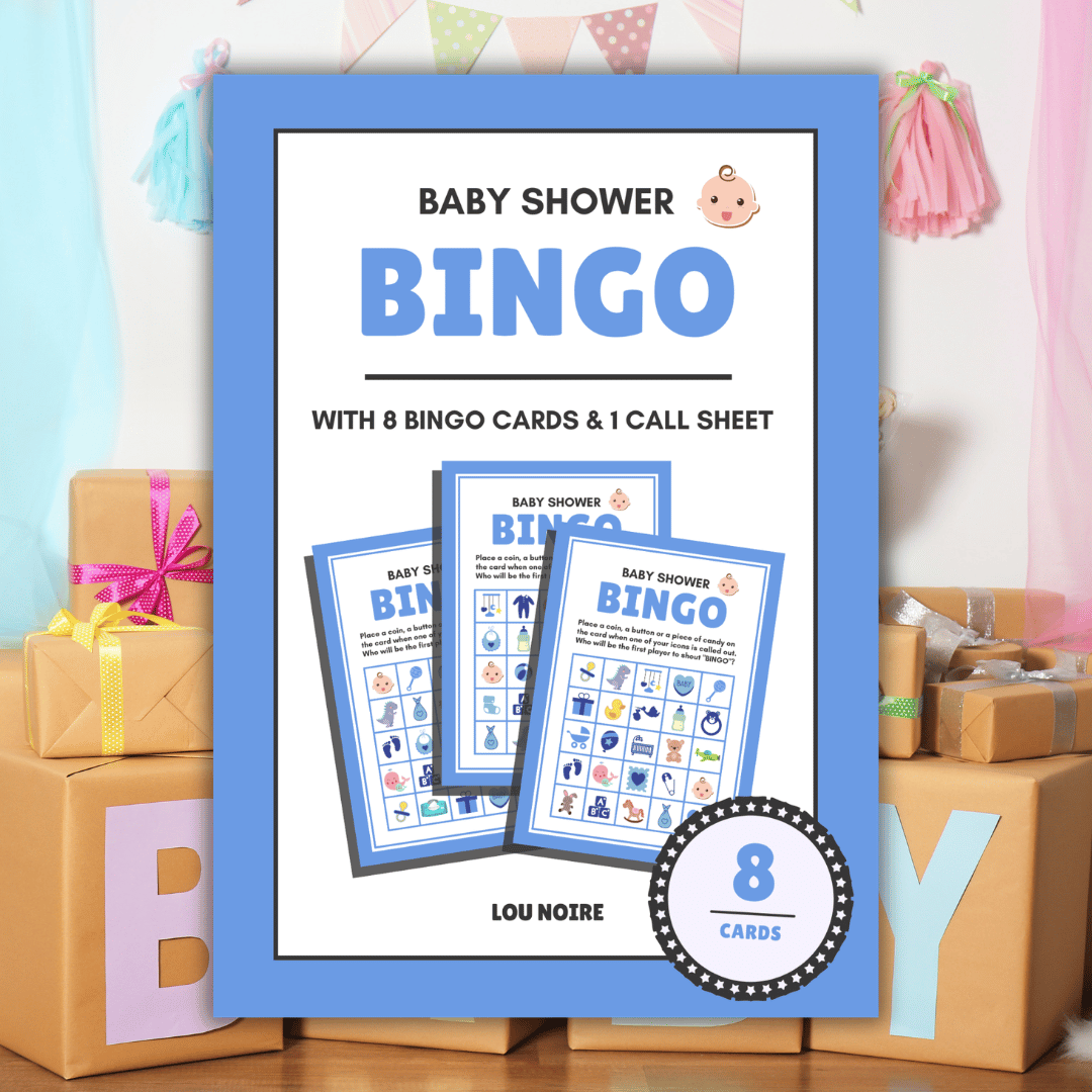 Baby Shower Bingo - Blue - Lou Noire - Cover