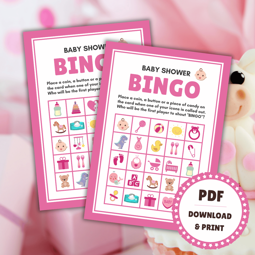 Baby Shower Bingo - Pink - Lou Noire - Fun Games