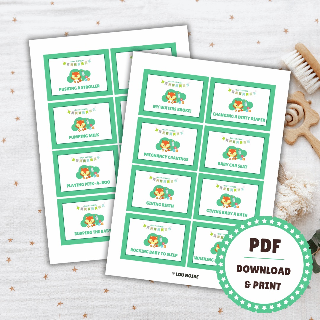 Baby Shower Charades - Green - Lou Noire - Games