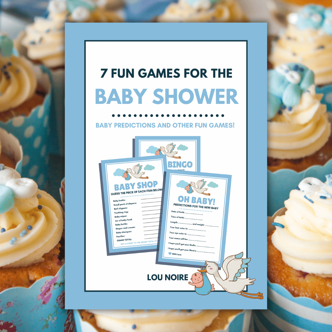 7 Fun Games for the Baby Shower - Blue - Lou Noire - Cover