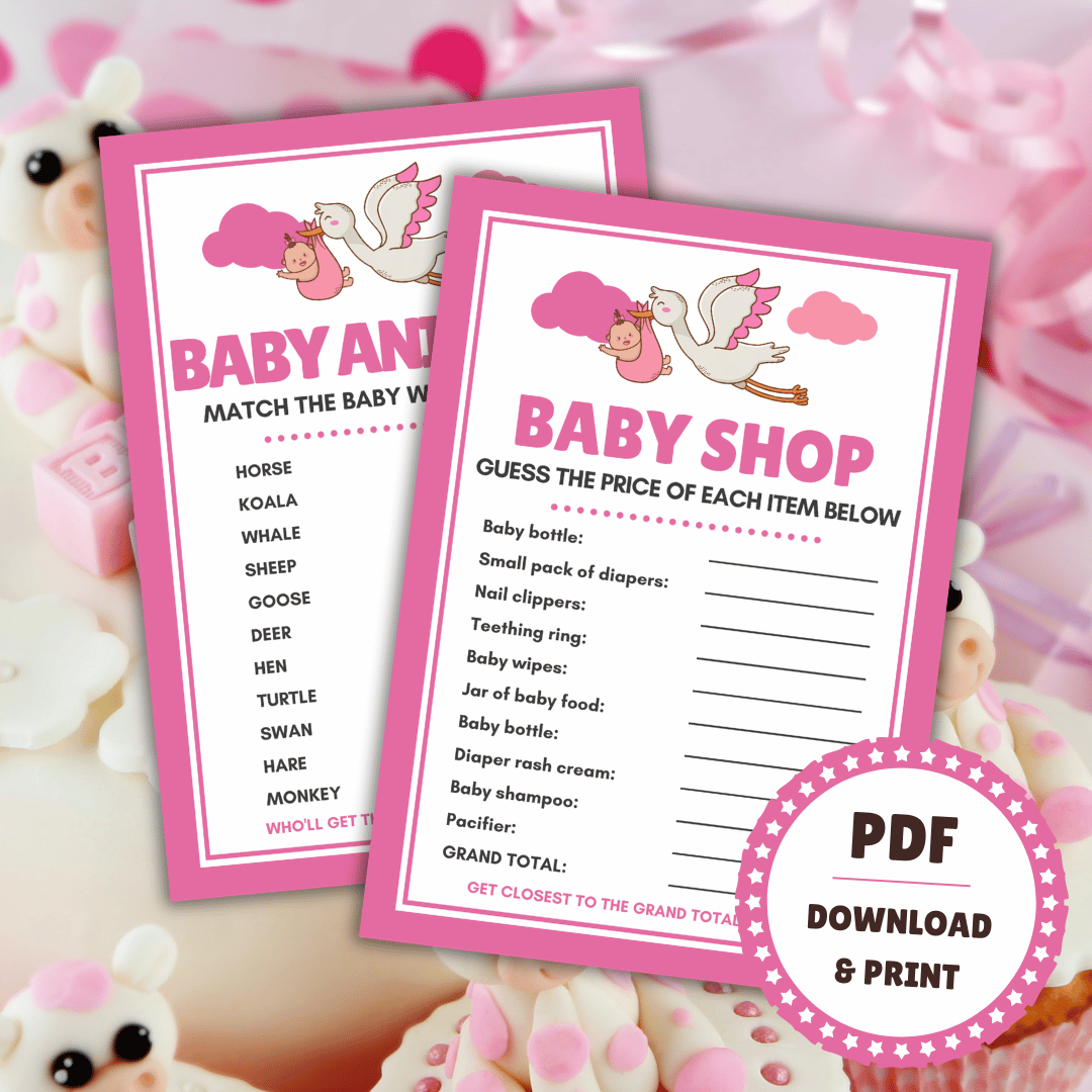 7 Fun Games for the Baby Shower - Pink - Lou Noire - Guess The Price